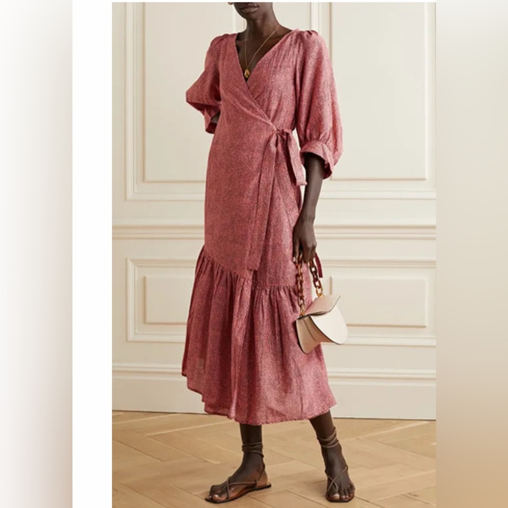 Apiece Apart APIECE BOUGAINVILLEA Pink Printed Wrap Long Dress